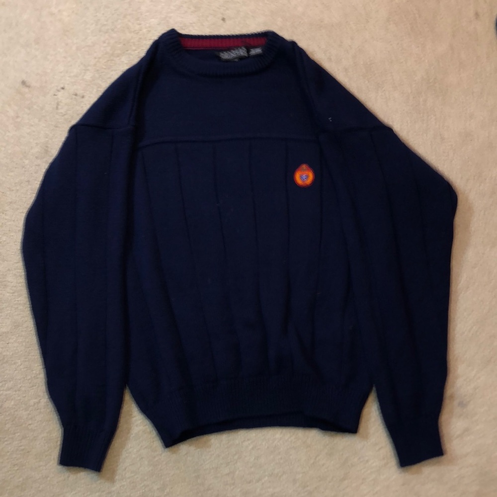 Navy Blue Knit Sweater with crest Size: M